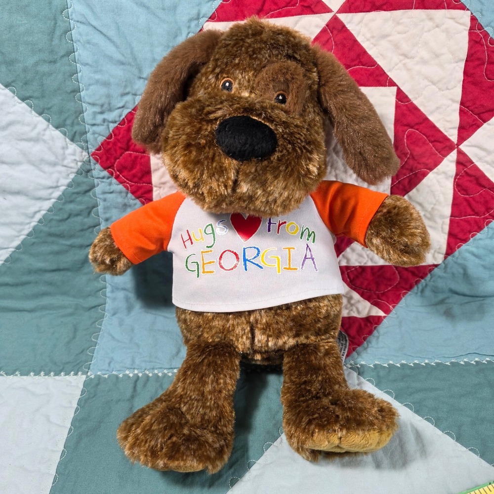 Plushology Hugs From Georgia Dog Plush Unisex Medium Brown Orange Shirt